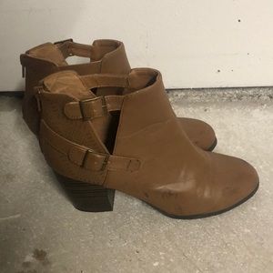Qupid Shoes - Brown Leather Cutout Booties Qupid Shoes - Brown Leather Cutout Booties